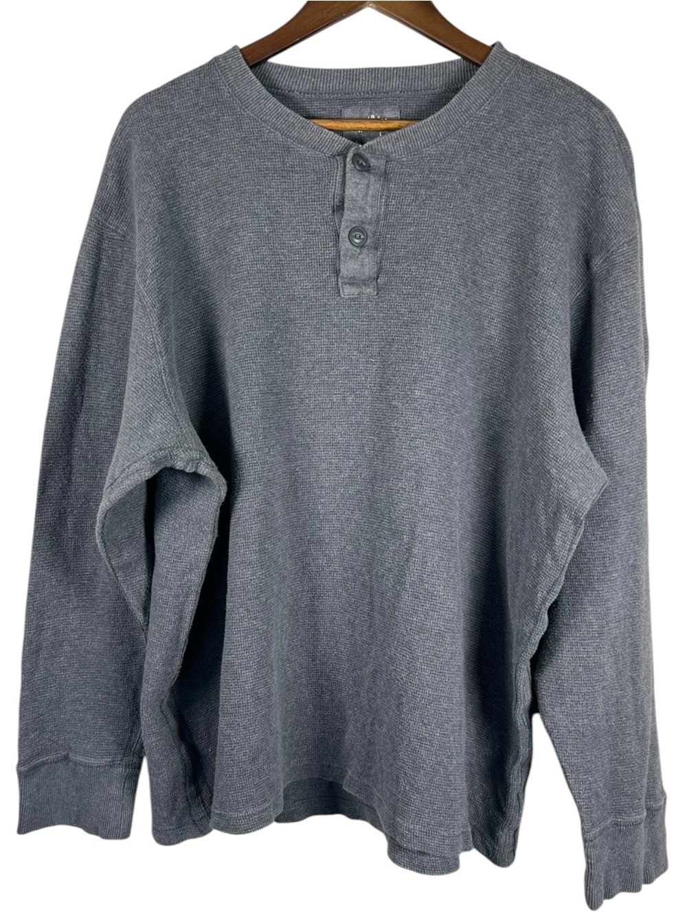 VTG Y2K J Crew Heavyweight Waffle Knit Thermal Henley Shirt XXL Rugged Gorpcore
